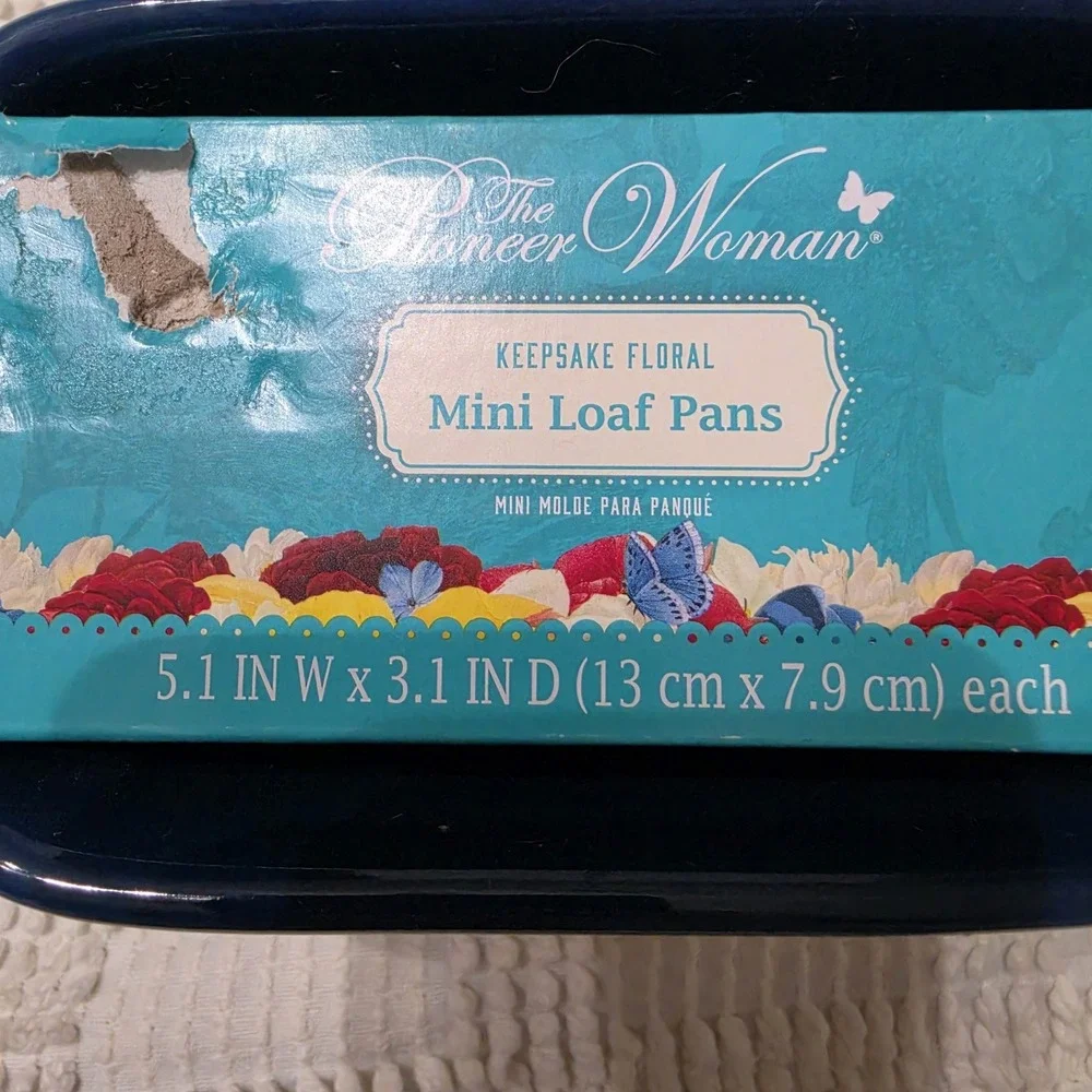 Pioneer Woman Keepsake Floral Mini Loaf Pans Ceramic 2 Pcs New Baking